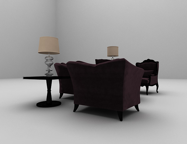 免费深色单人沙发3d模型下载