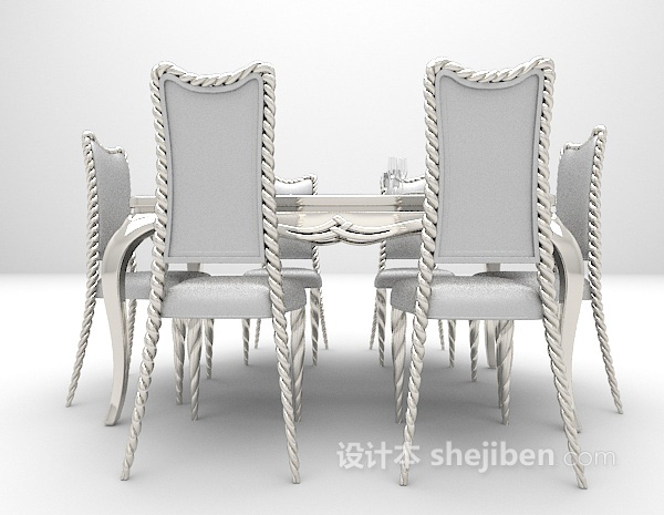 欧式灰色餐桌3d模型下载