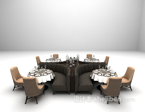 设计本组合餐桌3d模型下载