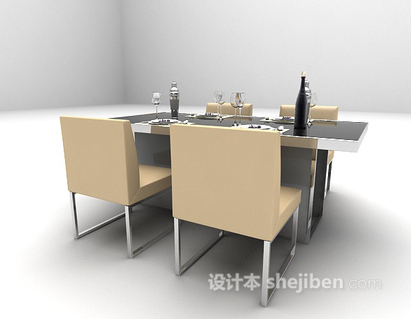 免费现代风格桌椅3d模型下载