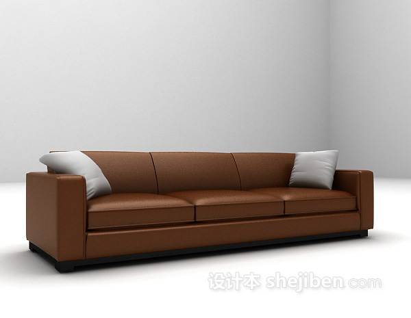 免费三人皮质沙发3d模型下载