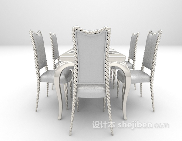 设计本欧式灰色餐桌3d模型下载