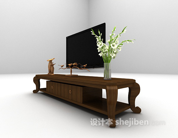 欧式风格棕色木质电视柜大全3d模型下载