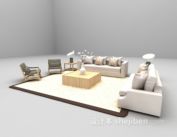 设计本现代风格客厅沙发3d模型下载
