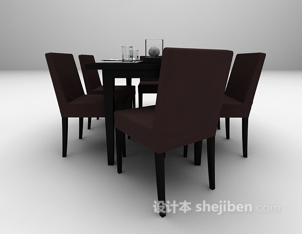 设计本现代黑色桌椅3d模型下载