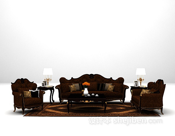 欧式风格欧式组合沙发3d模型下载