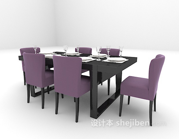 免费现代黑色餐桌欣赏3d模型下载