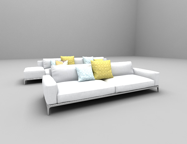 现代风格白色现代沙发3d模型下载