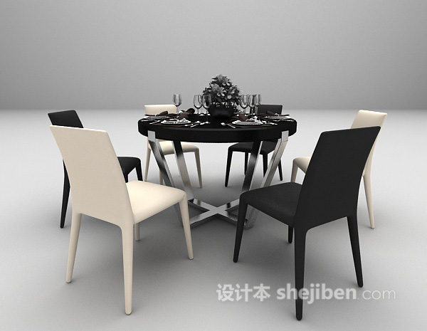 设计本简易风格餐桌3d模型下载