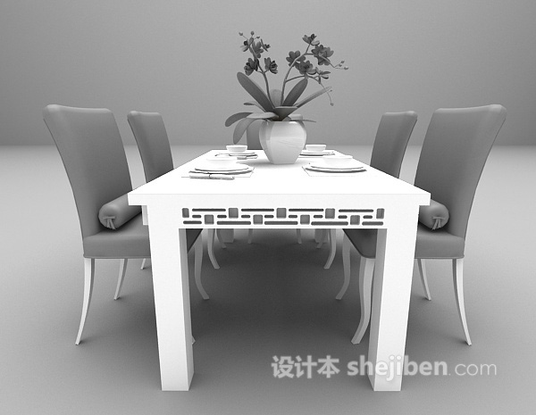 设计本中式餐桌免费3d模型下载