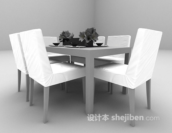 现代风格现代桌椅3d模型下载