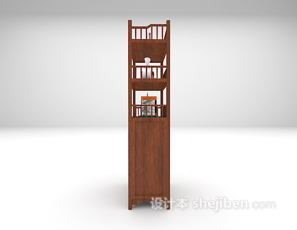 设计本中式书柜3d模型下载