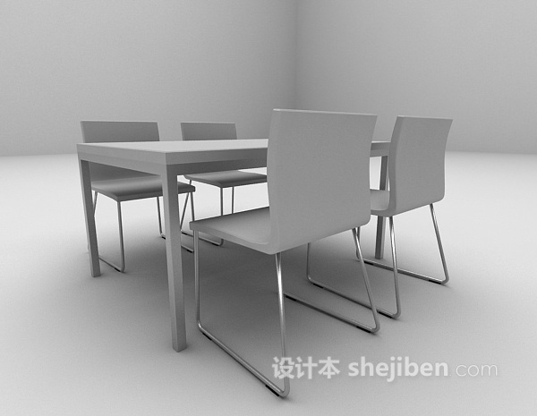 现代风格木色餐桌欣赏3d模型下载