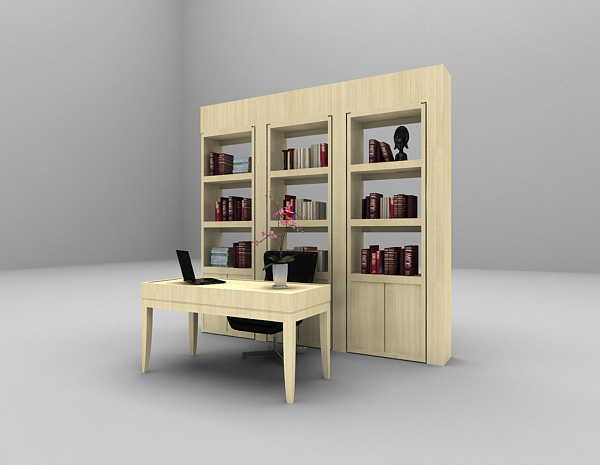 免费白色书柜3d模型下载