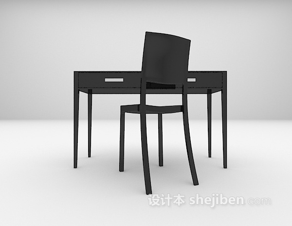 黑色现代书桌3d模型下载