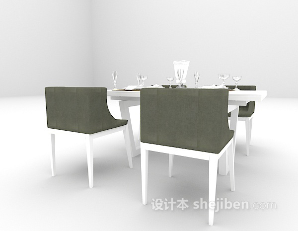 免费现代白色餐桌欣赏3d模型下载