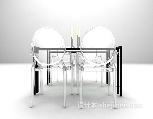 现代简约桌椅3d模型下载