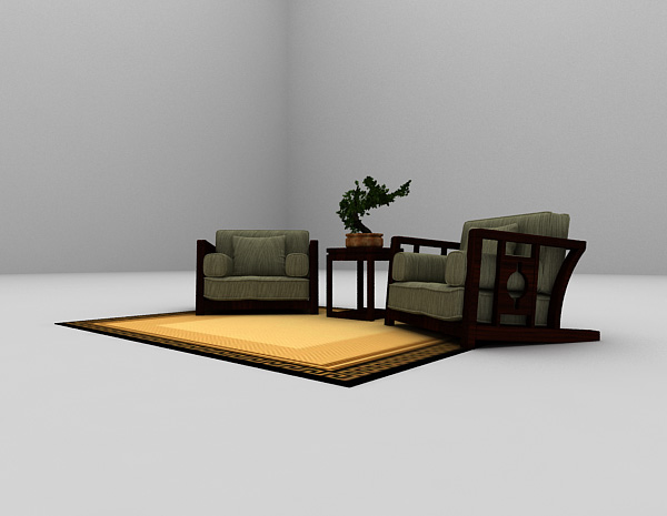 免费中式单人沙发3d模型下载