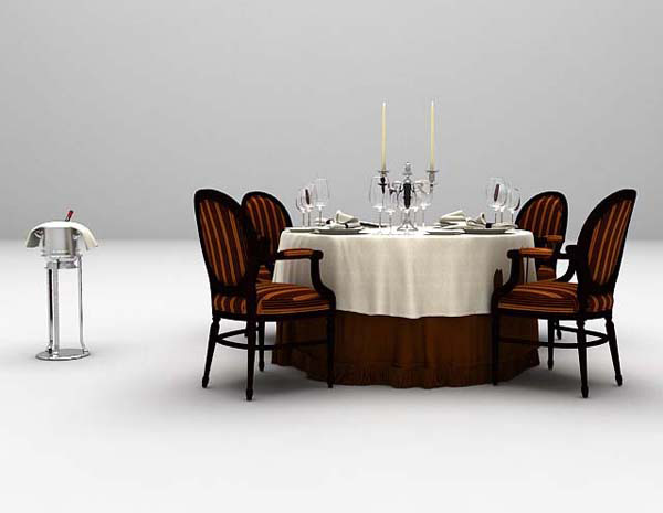 设计本欧式木质餐桌推荐3d模型下载