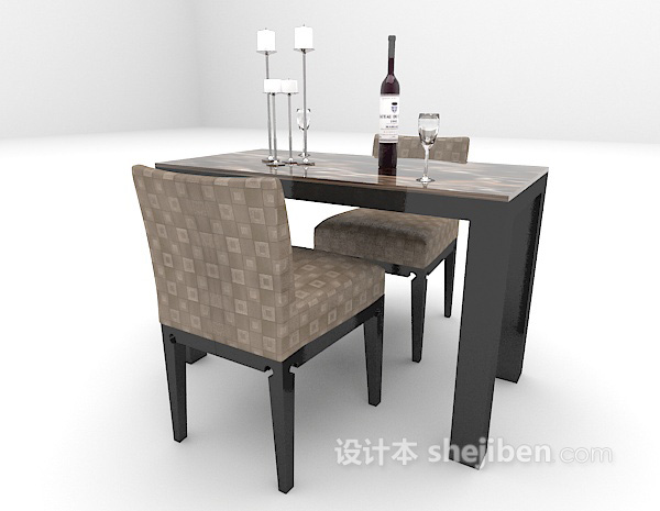 免费欧式黑色餐桌3d模型下载