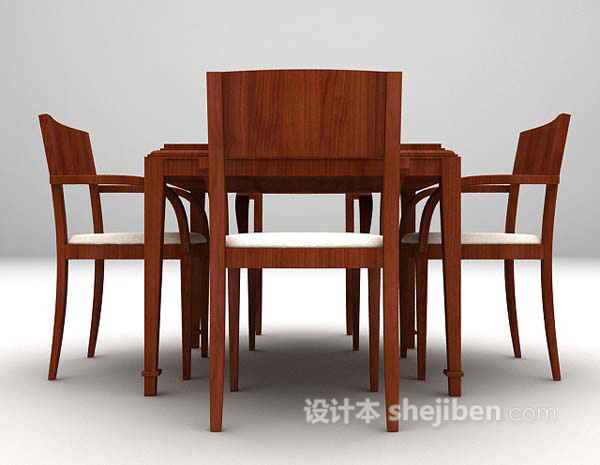 中式风格中式木质桌椅3d模型下载