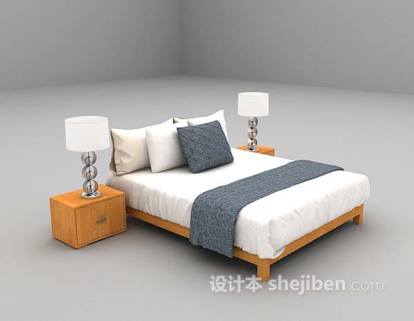 现代风格简洁风格床3d模型下载