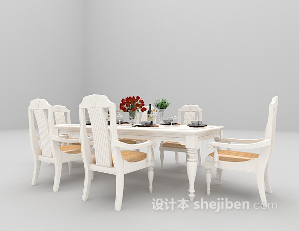 免费白色餐桌大全3d模型下载
