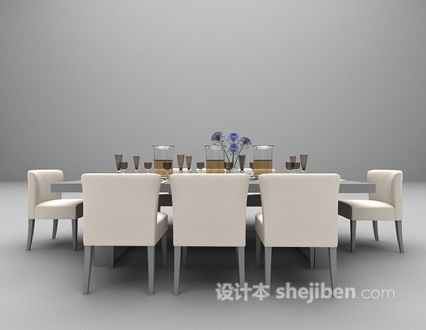 现代棕色餐桌大全3d模型下载