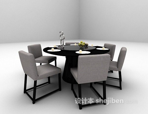 现代风格黑色圆桌3d模型下载