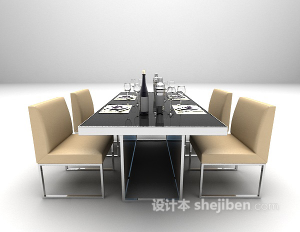 设计本现代风格桌椅3d模型下载