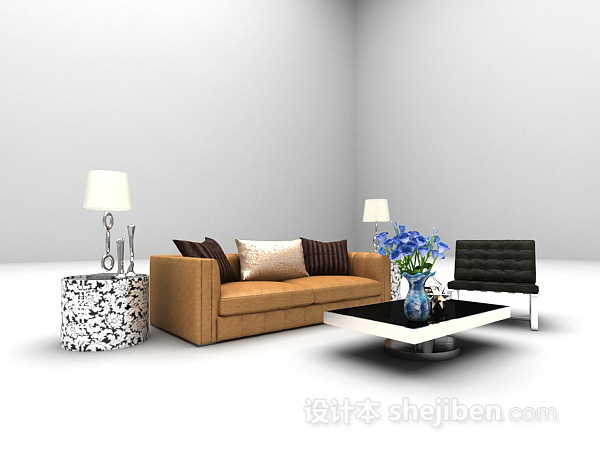 现代风格现代多人沙发3d模型下载