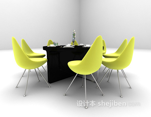 现代风格现代个性桌椅3d模型下载