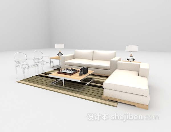 设计本简欧风格组合沙发欣赏3d模型下载