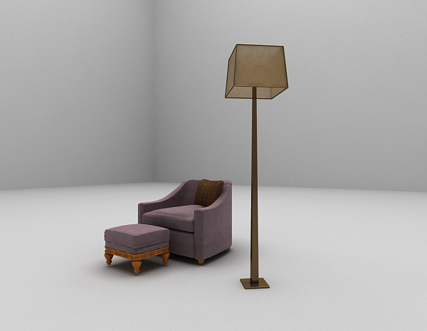 免费紫色沙发3d模型下载