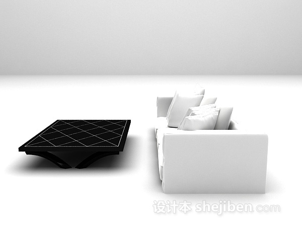 现代风格白色多人沙发3d模型下载