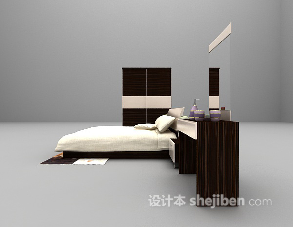 设计本木质矮床具3d模型下载