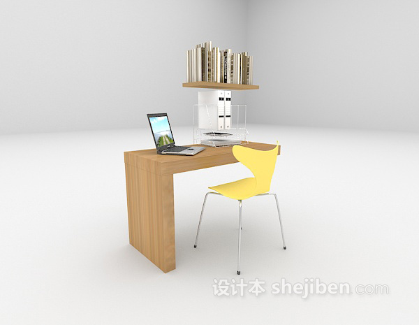 现代风格简洁书桌3d模型下载