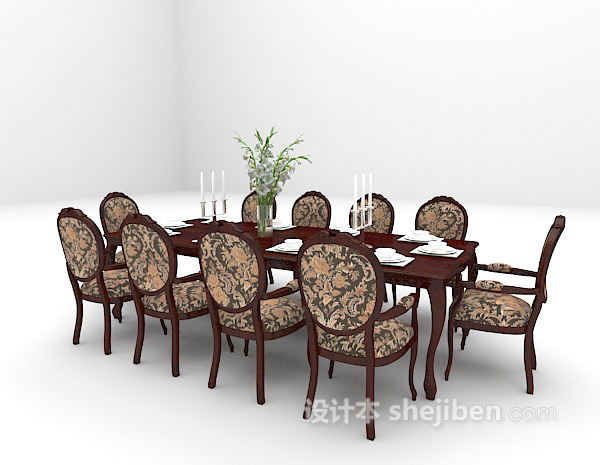 免费棕色餐桌欣赏3d模型下载