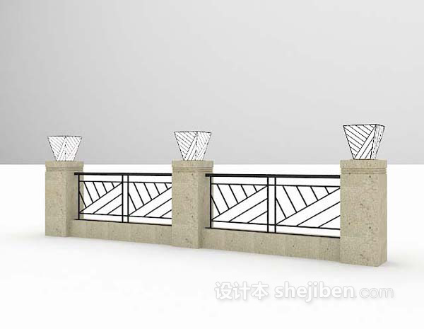 设计本室外栏杆3d模型下载