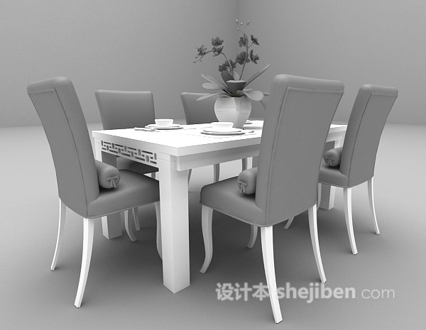 中式风格中式餐桌免费3d模型下载