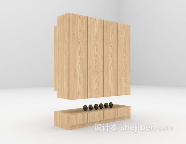 现代风格木质橱柜3d模型下载