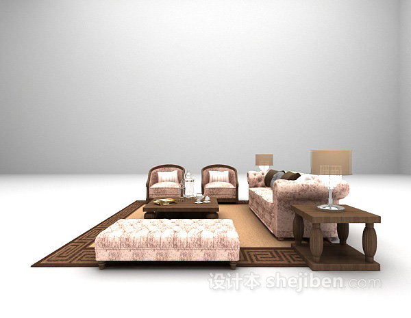 设计本现代组合沙发免费3d模型下载