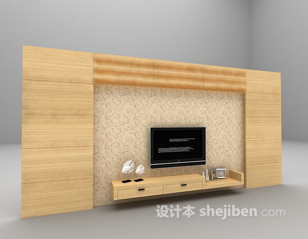 现代风格现代灰色电视柜3d模型下载