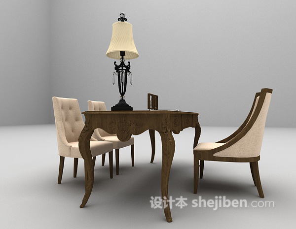 免费欧式办公桌椅组合3d模型下载