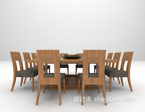 设计本木质餐桌欣赏3d模型下载