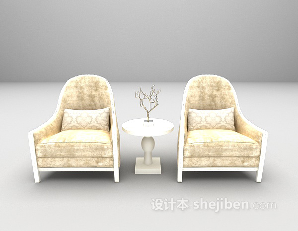 浅色单人沙发免费3d模型下载