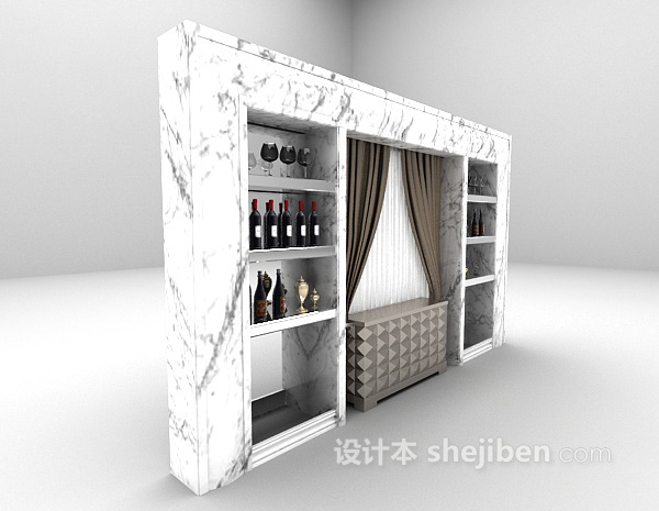 欧式风格石材酒柜3d模型下载