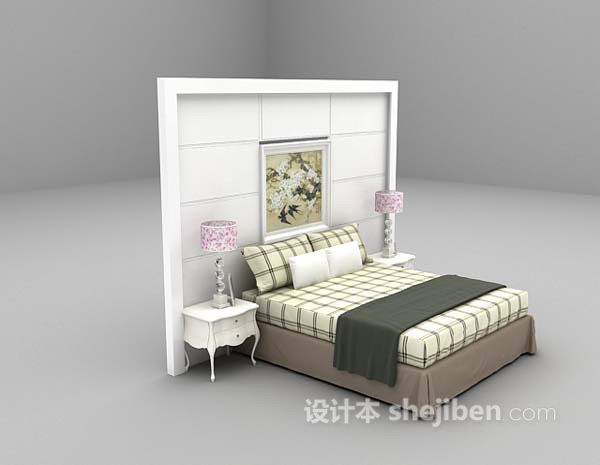 欧式风格简约欧式双人床3d模型下载