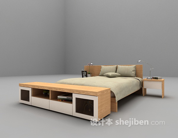 免费木质矮床3d模型下载