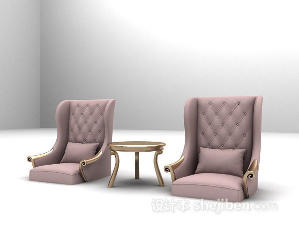 设计本粉色高背椅沙发3d模型下载